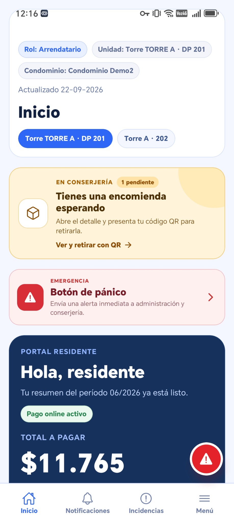 Aplicación móvil MiGasto.cl - Portal del residente