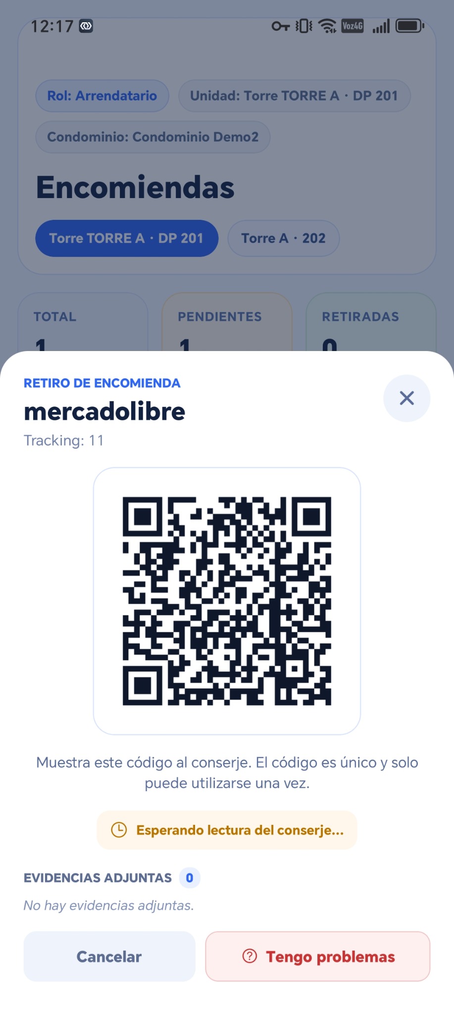 Aplicación móvil MiGasto.cl - Retiro de encomienda mediante QR